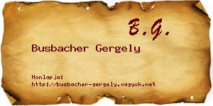 Busbacher Gergely névjegykártya